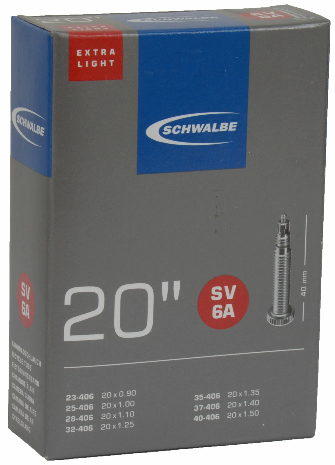 Schwalbe Chambre à Air SV 6A ExtraLight Pour 20" 1 Schwalbe Chambre à Air SV 6A ExtraLight Pour 20"