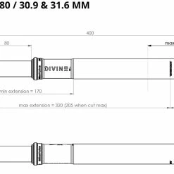 BikeYoke Tige De Selle Divine SL 31,6 Vario 11 BikeYoke Tige De Selle Divine SL 31,6 Vario -Pièces vélo trekking Soldes BikeYoke Dimensions Divine SL80