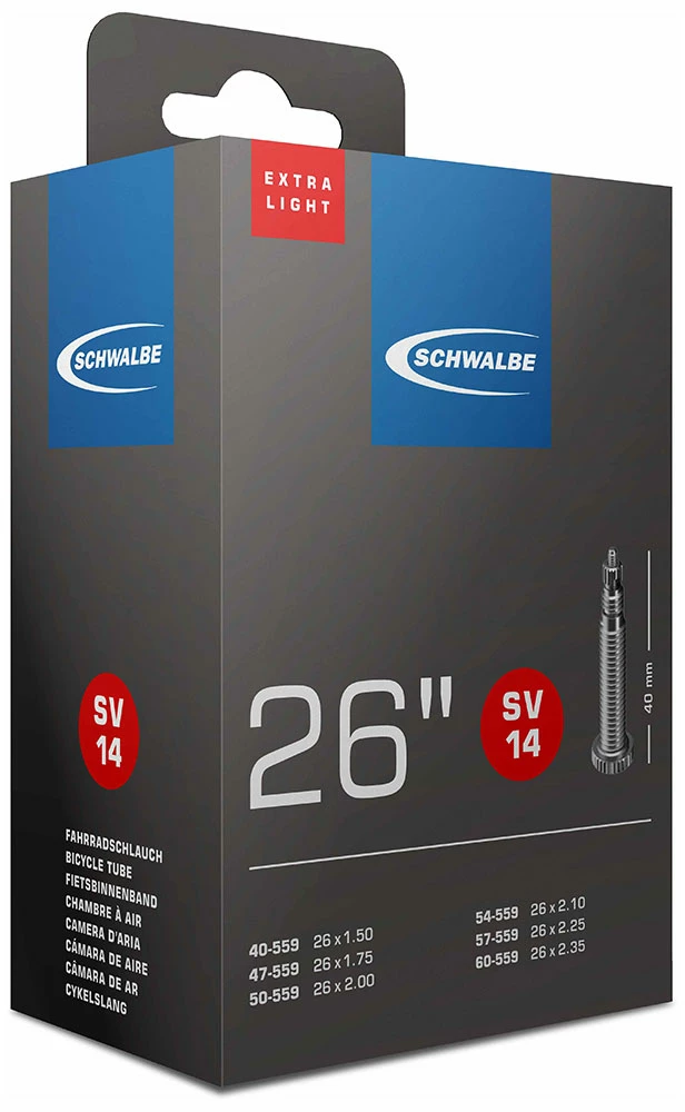 Schwalbe Chambre à Air SV 14 ExtraLight Pour 26 1 Schwalbe Chambre à Air SV 14 ExtraLight Pour 26