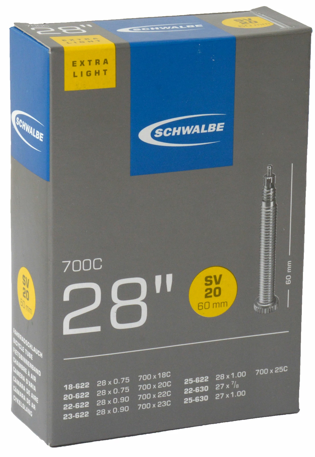 Schwalbe Chambre à Air SV 20 ExtraLight Pour 28 1 Schwalbe Chambre à Air SV 20 ExtraLight Pour 28